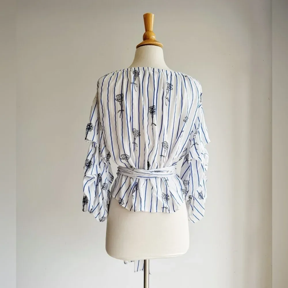 Club Monaco Bindell Ruffle Wrap Blouse Size Small
